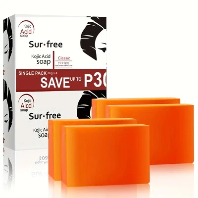 Kojin Skin Lightening Kojic Acid Soap for Scars to All Skin Type 4 Bars