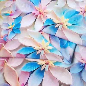 1MeterX1.45Meter Colored Flower Viscose Fabric 100 Rayon Material For Dress Robe - Picture 1 of 6