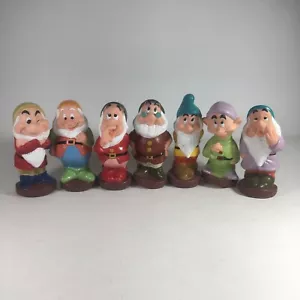 VTG Walt Disney Seven 7 Dwarfs Rubber Figures Set Lot Toy Vinyl Squeaky Plastic - Picture 1 of 9