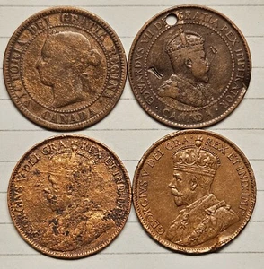 Canada Large Cent Coin Lot 1881 (H?) 1905 1912 1919 One Cent Canada - Picture 1 of 2