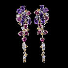 Pear Amethyst Rhodolite Garnet Gemstone 925 Sterling Silver Jewelry Earrings