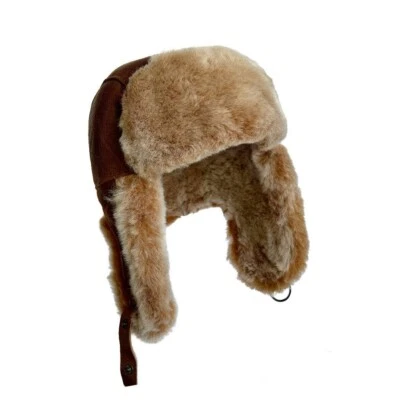 Handmade Russian Real Sheepskin Shearling Trapper Hat Ushanka Aviator - Image 1 of 4