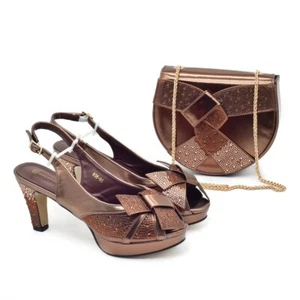 Luxury Shoes And Bag Lady Shoes With Rhinestone Bridal Party New 1 Sets Italian - Picture 1 of 15