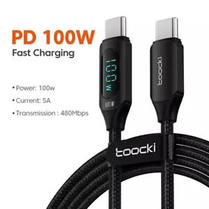 Toocki 100W Type C to USB C Cable PD 3.0 Quick Charge 4.0 Fast Charging 2 Metre - Picture 1 of 5