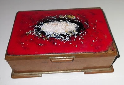 Serge Nekrassoff Arts Crafts, Antique Copper Enamel Signed Trinket Cigarette Box - Image 1 of 4