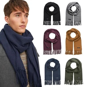 Mens Scarf Warm Winter Jack & Jones Soft Plain Woven Neck Warmer Shawl Scarves - Picture 1 of 13