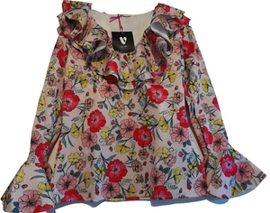 Top Cuello Volantes Muy Floral Cuello en V Talla 12 NUEVO - Imagen 1 de 7