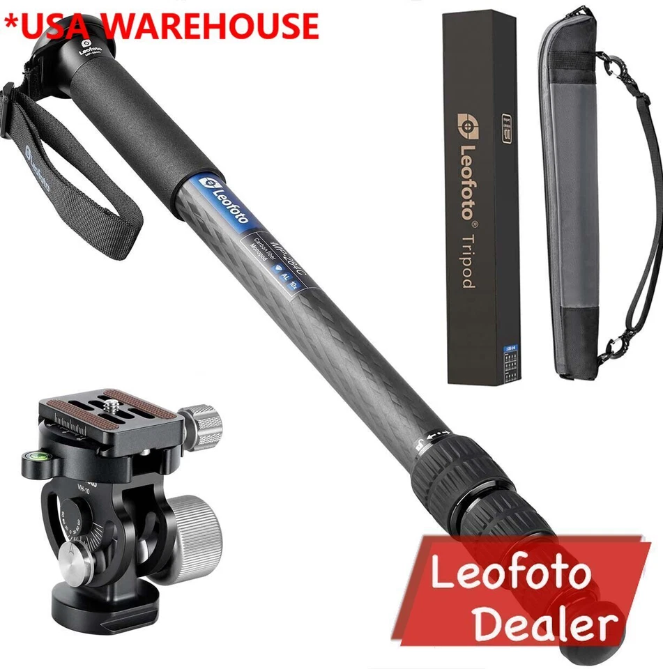 Leofoto MP-284C+VH-10S CF Monopod with VH-10S Two Way Tilt Head - Image 1 of 4