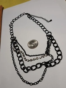Collar Vintage Grueso Brillante Cadena Escalera Negra Estrás Brillo 16 - Imagen 1 de 9