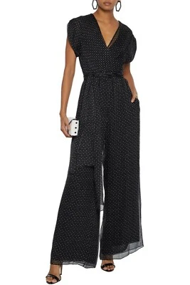 Nuevo con etiquetas Mono de seda estampado Cassandra Diane von Furstenberg DVF, negro, XS, precio de venta sugerido por el fabricante $598 Foto 1 de 4