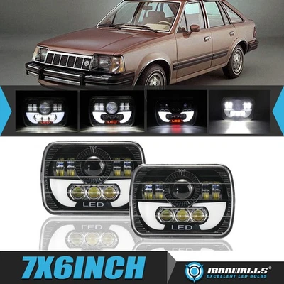 Par de faros LED 7x6" haz sellado alto-bajo lámpara DRL para Mercury Lynx 81-1985 Foto 1 de 4