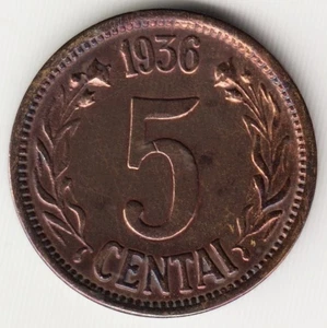 LITHUANIA KM#81. 5 CENTAI 1936. XF. Bronze State Coinage - Picture 1 of 2