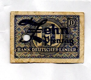 Genuine 10 Pfennig banknote 1948 Bank of German Country alied occupation ok c !! - Picture 1 of 2