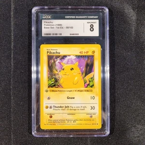 Pikachu 58/102 - Juego Base 1ª Edición Sin Sombras - CGC 8 Casi Nuevo/Como Nuevo - Imagen 1 de 10