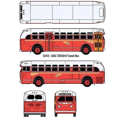 Classic Metal Works 32312 HO Mini Metals PE Santa Monica GMC TDH-3610 Bus - Image 1 of 1