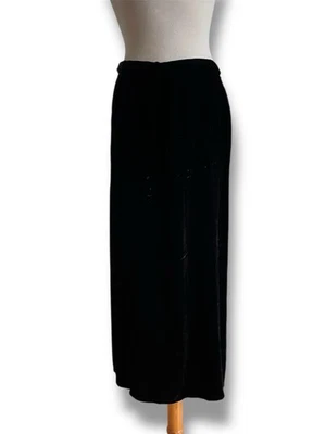 Vintage MONSOON TWILIGHT. Black Velvet Maxi Skirt. Size 16. 90s. Whimsygoth. - Image 1 of 4