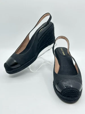 Sandalia de cuña alpargata COLE HAAN Cloudfeel talla 9 negra para mujer con cordones puntera Foto 1 de 4