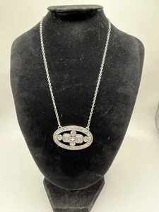 Vintage Liz & Co Strass Statement Halskette silberfarben 16,5" - Bild 1 von 8