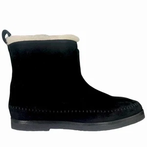 Jenni Kayne Suede Moc Shearling Lined Slip On Ankle Snow Boots Black Size 38 - Picture 1 of 7
