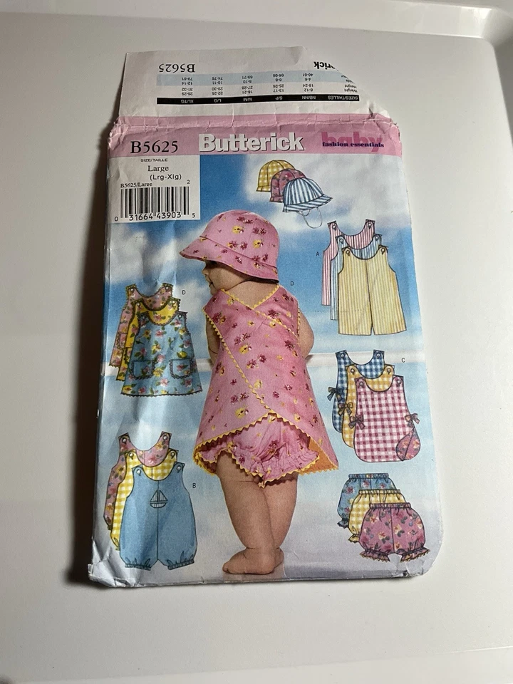 Butterick B5625 Infants Romper Jumper Panties Hat Sewing Pattern Uncut L-XL - Image 1 of 4