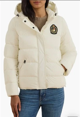 Nuevo con etiquetas Chaqueta Polo Ralph Lauren Blanca Acolchada con Capucha Acolchada Talla M Escudo Logo Foto 1 de 4