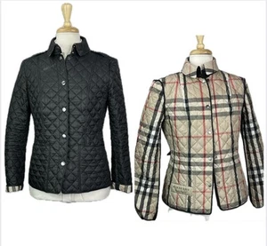 Burberry London Men's Quilted Coat Jacket Nova check Diamond Snap Button S MINT - Picture 1 of 12