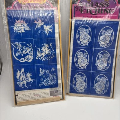 2 plantillas de grabado de vidrio grabado Armour Rub n volantes ovalados rosa y RNE 1994 selladas Foto 1 de 4