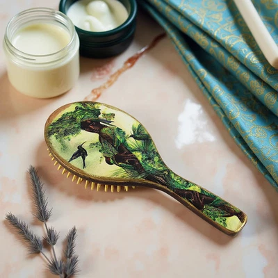 Personalized Bamboo Hairbrush, Exotic Whimsical Design, Handmade Gift - Image 1 of 4