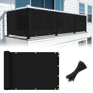 3FT Black Balcony Privacy Fence Screen Shade Mesh Cover for Railing Deck Durable - Picture 1 of 13