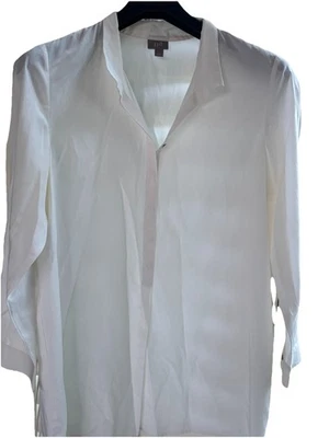J. Jill XL silk White 1/4 Hidden Button Front Blouse Tunic Top Flagstone Women - Image 1 of 4
