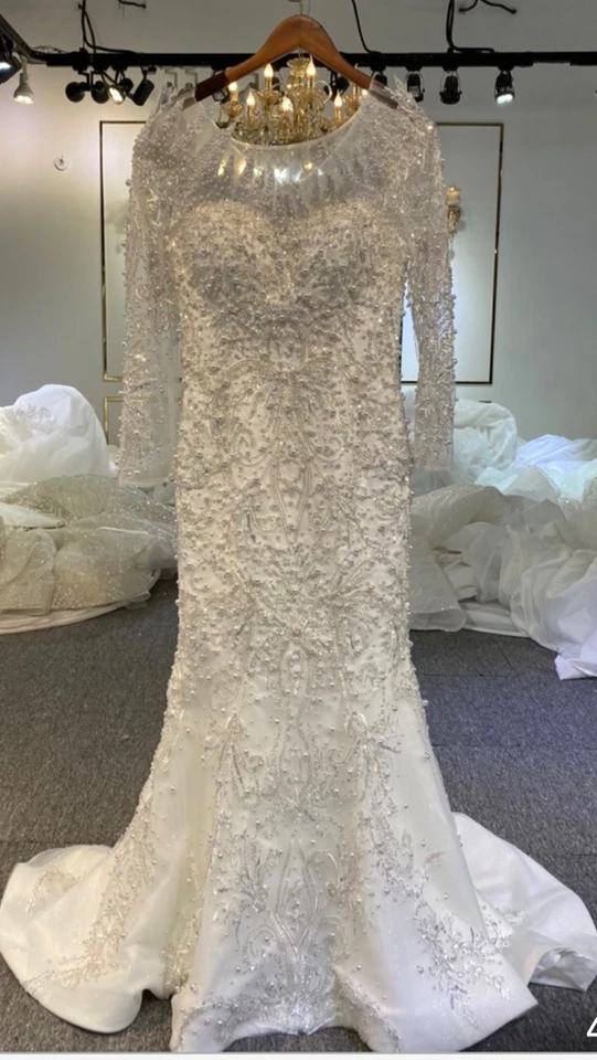 Amanda Novias Beautiful Wedding Gown with chapel train Never Worn  - Image 1 of 3