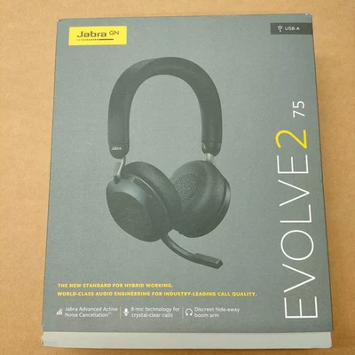 Jabra Evolve 2 75 Wireless Headset USB-A, UC, Black (27599-989-999) - Image 1 of 3