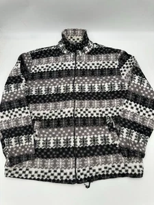 Moda Y&M Black White Snow Aztec Full Zip Up Sports Wear Fleece Extra Large XL - Picture 1 of 4
