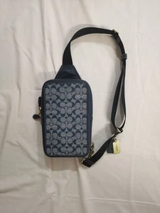 Confezione Coach Sullivan In Tela E Pelle Firmata Blu - Foto 1 di 6