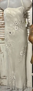 Vintage Scala 100 % Seide Neckholder Perlen & Perlen Abendkleid formell XL SELTEN neu mit Etikett - Bild 1 von 12