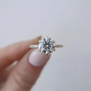 Certified Lab Grown 2 Karat runder Schliff Diamant Damen Verlobungsring 14K Gelbgold - Bild 1 von 4