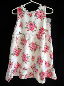 NWOT Girls Cotton Pink & White Floral Dress - Size 5 - Picture 1 of 2