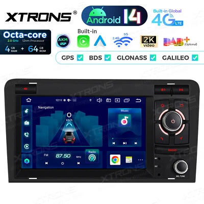 4G LTE 7" Android 14 Autoradio 8Kern 4+64GB GPS DSP WIFI für Audi A3 S3 8P1 RS3 - Bild 1 von 4