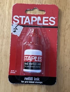 Staples RED Refill Ink For Pre-Inked Stamps (10 ml) NEW - Picture 1 of 2