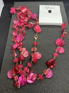 Style & Co Gold Tone Pink Shell Bead Long Necklace $29.50 New - Picture 1 of 6