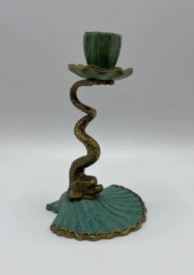 Alter Bronze Messing Kerzenständer Kerzenhalter Leuchter Figur Alt Antik Fisch - Bild 1 von 4