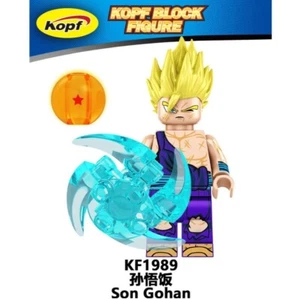2 inch Custom Dragon Ball Z Gohan Minifigure with Base and Blue Blast New/Mint  - Picture 1 of 1