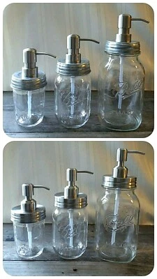 SOAP PUMP DISPENSER Quality Countertop STAINLESS  VINTAGE BALL MASON JARS - Image 1 of 4