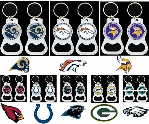 1 NFL Bottle opener Key chain Ring NEW team logo color Keychain CHOOSE TEAM Cover
