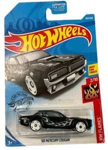 2019 Hot Wheels #164 HW Flames 2/10 68 MERCURY COUGAR Black Variant wWhiteSlotSP - Picture 1 of 6
