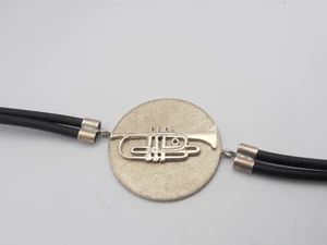Trompete: Armband aus Silber 925 Und Gummi - Armband Musiker - Music Musik - Picture 1 of 3