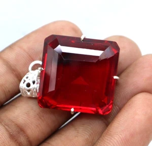 Colgante 93 quilates topacio rojo natural 925 plata de ley maciza A+ piedras preciosas + regalo - Imagen 1 de 7