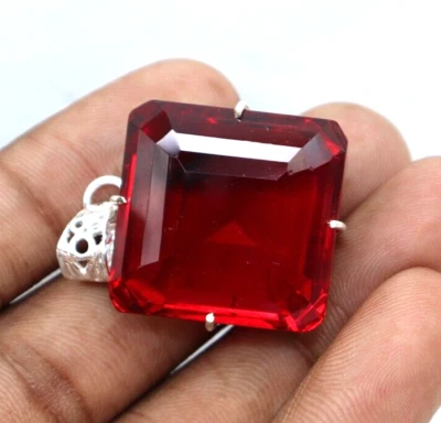 93 CT Natürlich Rot Topas 925 Solid Sterling Silber Anhänger A+ Edelstein + Gift - Bild 1 von 4