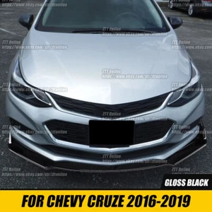 Fits 16-19 Chevy Cruze Front Bumper Lip 3PC Gloss Black - Picture 1 of 8