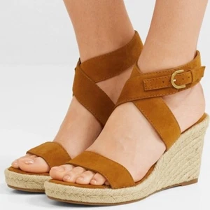 Stuart Weitzman Lexia suede wedge 4" heels espadrille sandals 10 M NIB $450 - Picture 1 of 15
